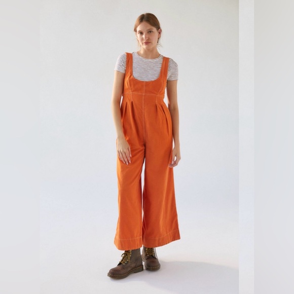 Urban Outfitters Pants - Urban Outfitters Orange Corduroy Overalls Jumpsuit Wide Leg S